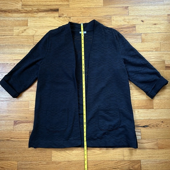 T by Talbots Diamond Textured Open Front Cardigan Black Sz M NWOT - Picture 8 of 11